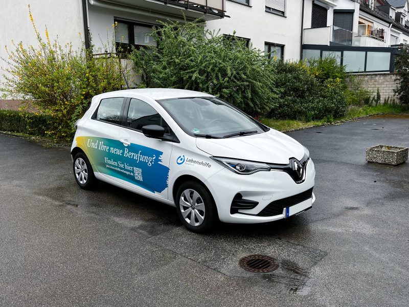 Renault ZOE mit Digitaldruckfolien Beifahrerseite und Front